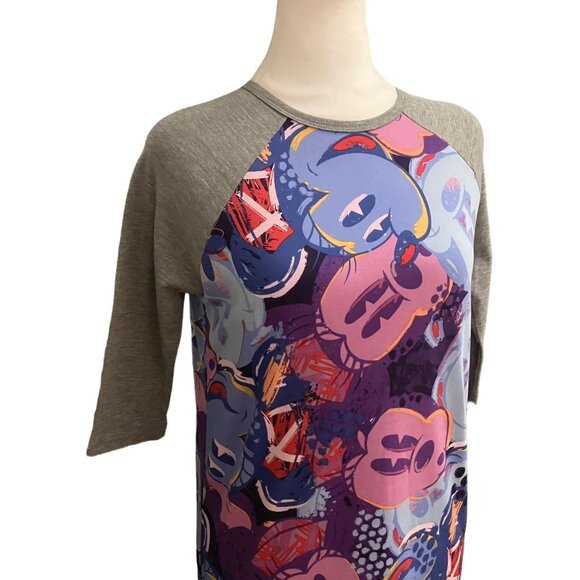 LuLaRoe Youth Girls Disney Graphic Raglan Sleeve Top Size 12 - Picture 2 of 5